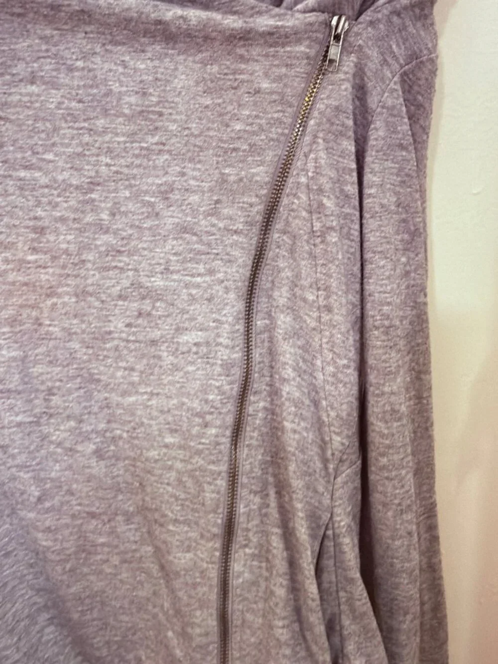 Forever 21 Women Asymmetrical Zip Pullover Hoodie Gray Cowl Size Small